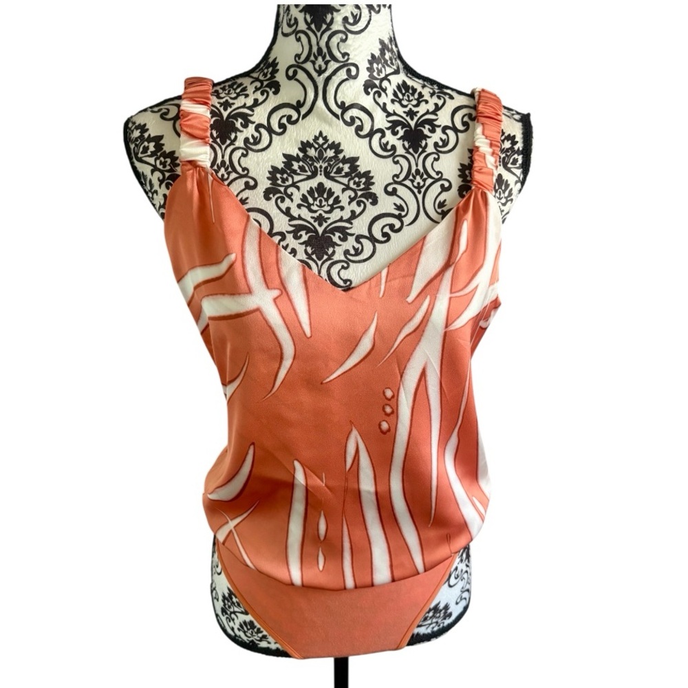 MARCIANO GUESS Coral and White Patterned Bodysuit